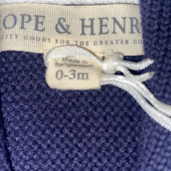 🆕HOPE & HENRY Infant Organic Navy Shawl Collar/Elbow Patches Cardigan Sweater - Picture 10 of 10